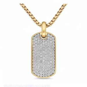 Dog Tag Pendant on Cable Box Chain
